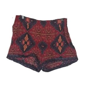 Rust Red & Navy Print Soft Shorts